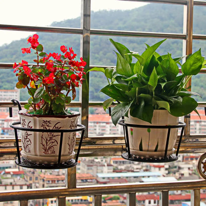1/2/3pcs Iron Art Hanging Flower Pots with Hooks – Detachable Metal Plant Baskets for Balcony Gardening