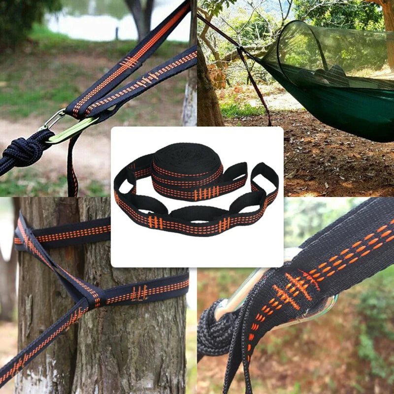 2pcs Heavy-Duty Hammock Straps - 600lb Breaking Strength Polyester Suspension Ropes with 5 Rings