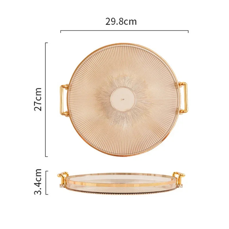 Round Acrylic Storage Tray - Coffee Table Tea Cup Organizer for Home Living Room and Aromatherapy Decor