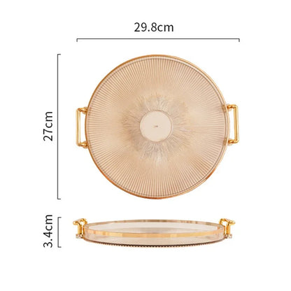 Round Acrylic Storage Tray - Coffee Table Tea Cup Organizer for Home Living Room and Aromatherapy Decor