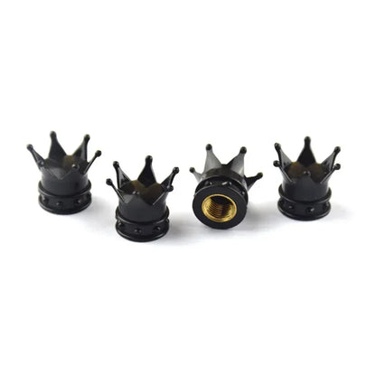 4 Pcs Crown Dice Car Wheel Tire Valve Caps - Universal Tyre Rim Stem Covers | Air Dust & Waterproof | Bling Accessories for Car & Motorcycle