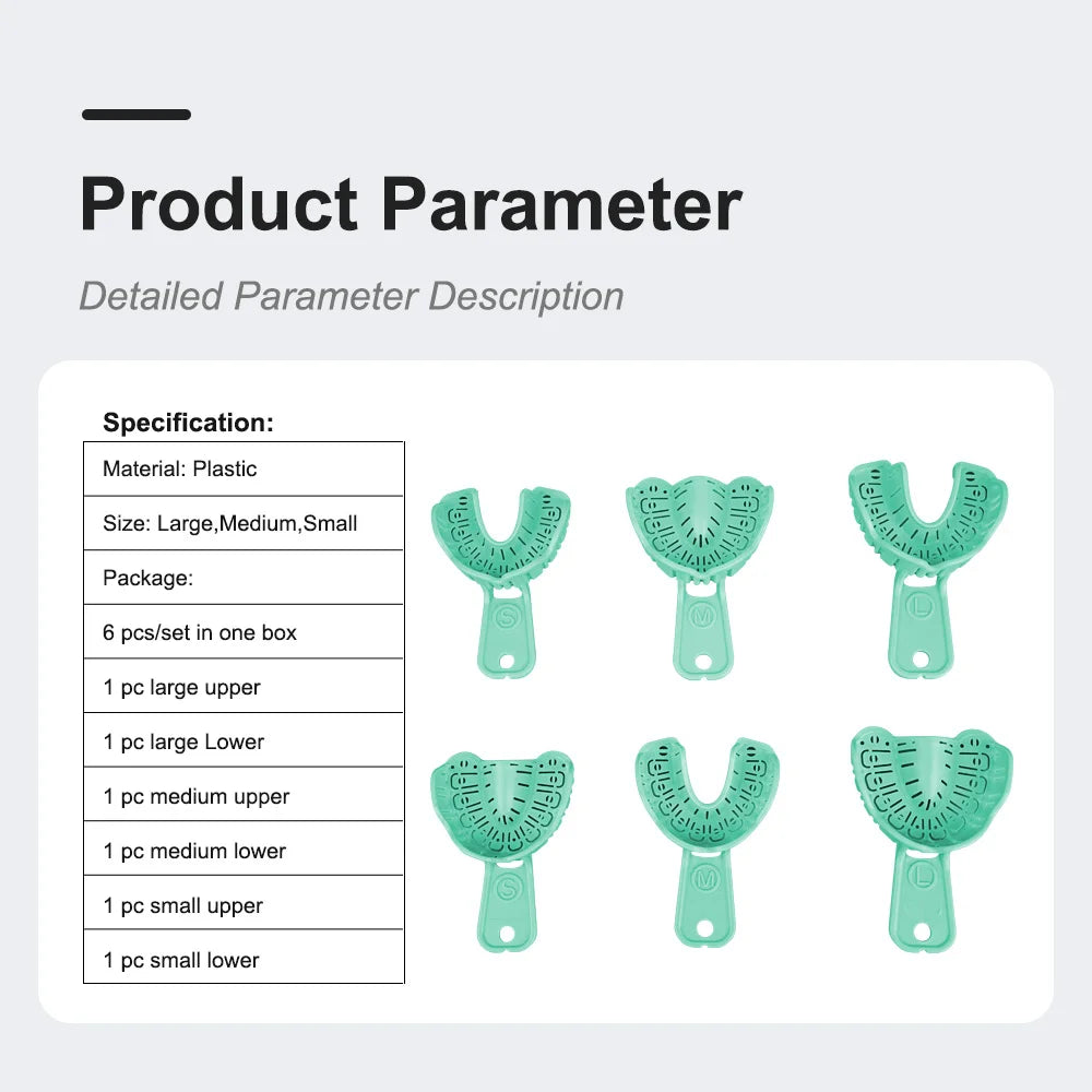 Denspay 6PCS Dental Impression Tray Set – S/M/L Plastic Full Mouth Mold Trays, Foldable Dental Implant Trays