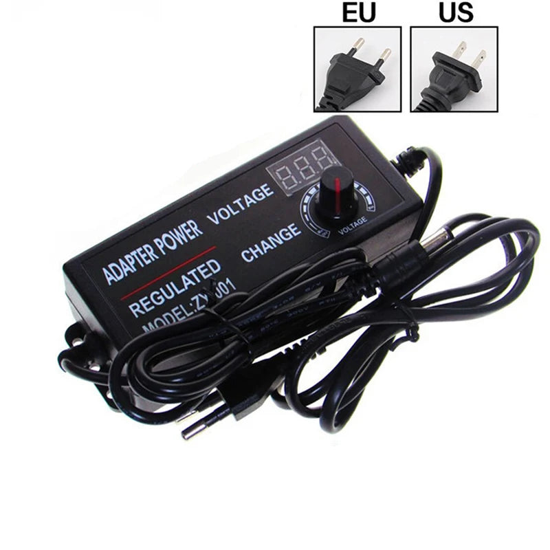 Adjustable AC DC Power Supply Adapter - 3V-36V Universal Voltage Converter with Multiple Jack Plugs for Home Appliances