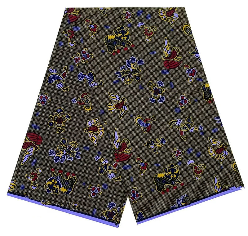Cotton Batik Ankara Fabric - 100% African Wax Print Bronzing Golden Fabric 6 Yards for Dresses & Crafts