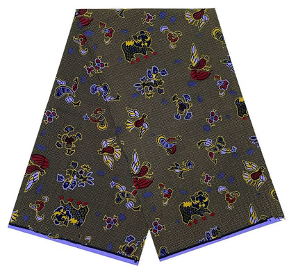 Cotton Batik Ankara Fabric - 100% African Wax Print Bronzing Golden Fabric 6 Yards for Dresses & Crafts