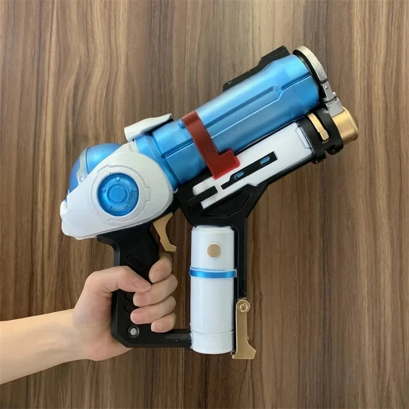 OW Gun Cosplay Meiling Zhou Frost Shock Prop – PU Rubber Weapon Model, Safe Halloween Costume Accessory