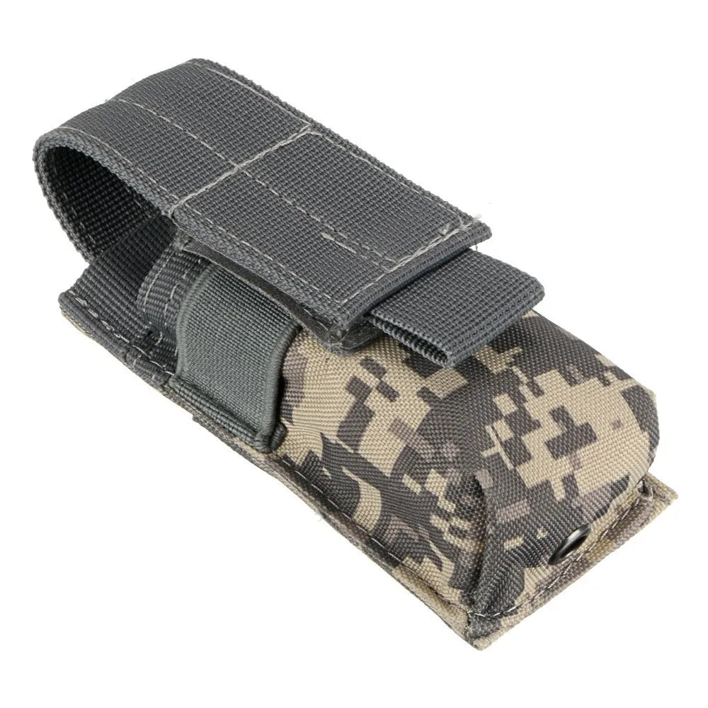 Tactical MOLLE Flashlight Pouch - 9mm Magazine Holder & Knife Holster EDC Outdoor Gear Bag
