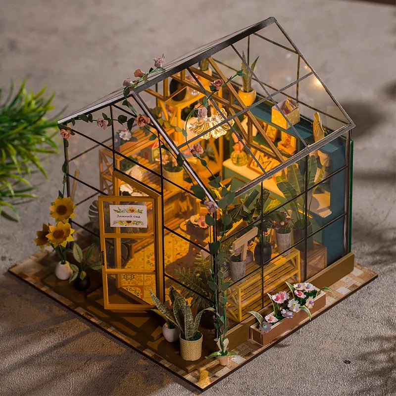 DIY Mini Dollhouse Kit - Handmade 3D Flower House Puzzle Model with Furniture Home Decor Gift