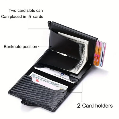 RFID Aluminium Credit Card Holder Wallet: Men's PU Leather Wallet with Money Clip - Anti-Theft Designer Wallet