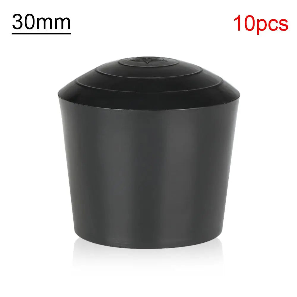 10pcs Black Round Chair Leg Caps - Non-Slip Rubber Furniture Foot Covers & Floor Protector Pads
