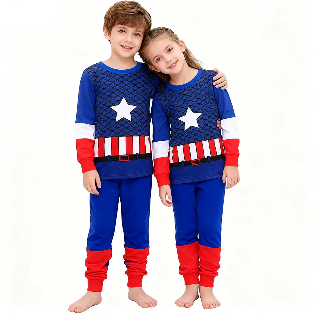 100% Cotton Boys Pajamas - Superhero Kids Sleepwear & Toddler Nightwear Set
