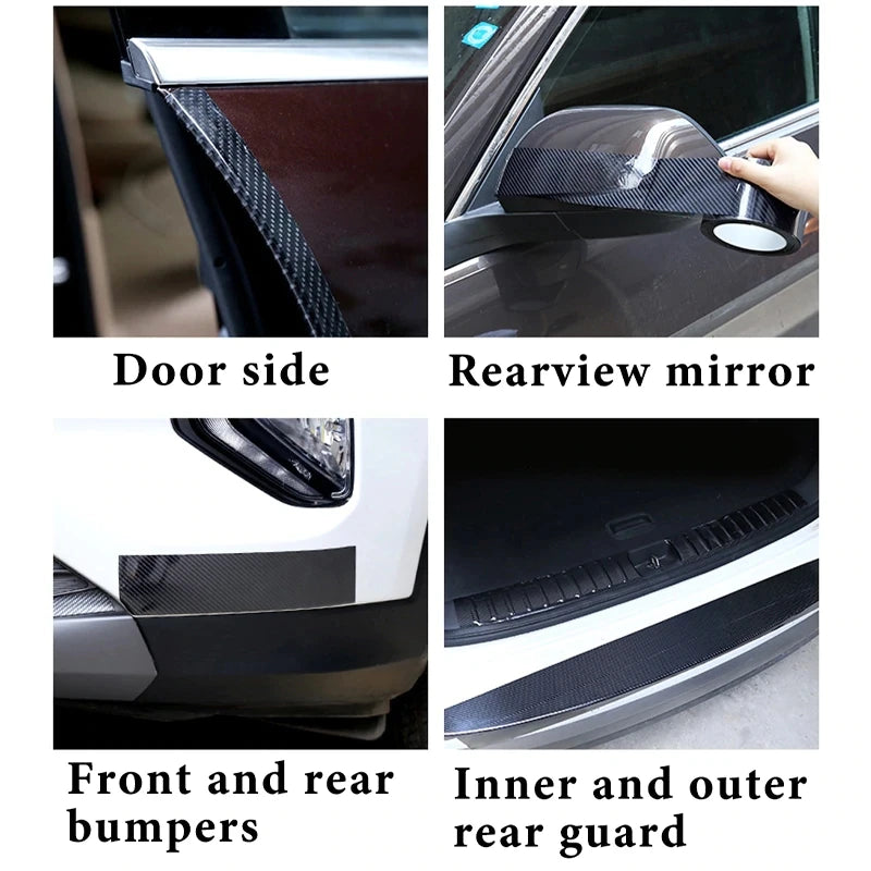 1PC Carbon Fiber Car Sticker | Pasting Protective Strip | Sill Rearview Mirror Anti-Scratch Tape | Waterproof Film