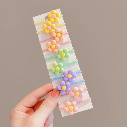 10/40PCS Cute Flower Hair Accessories - Elastic Hair Bands and Colorful Hair Rings for Girls, Birthday Parties, and Everyday Wear