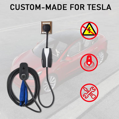 Car Charging Cable Mount for Tesla Model 3/Y/S/X - Wall Mount with Chassis Bracket & Connector Charger Holder