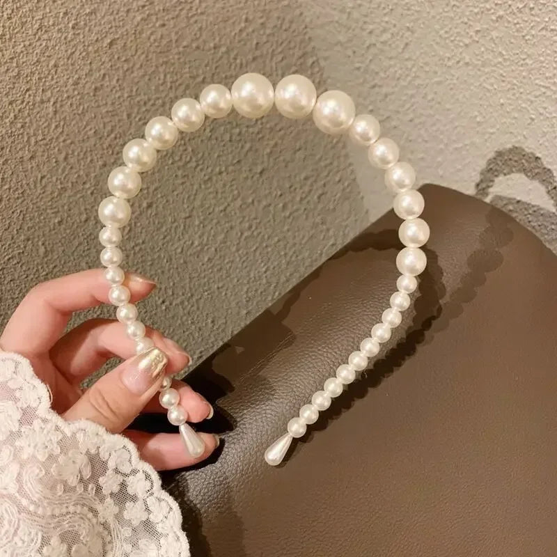 Fashion White Faux Pearl Hair Hoop – Elegant Full Pearl Bridal Headband, Wedding Hair Accessories for Women & Girls