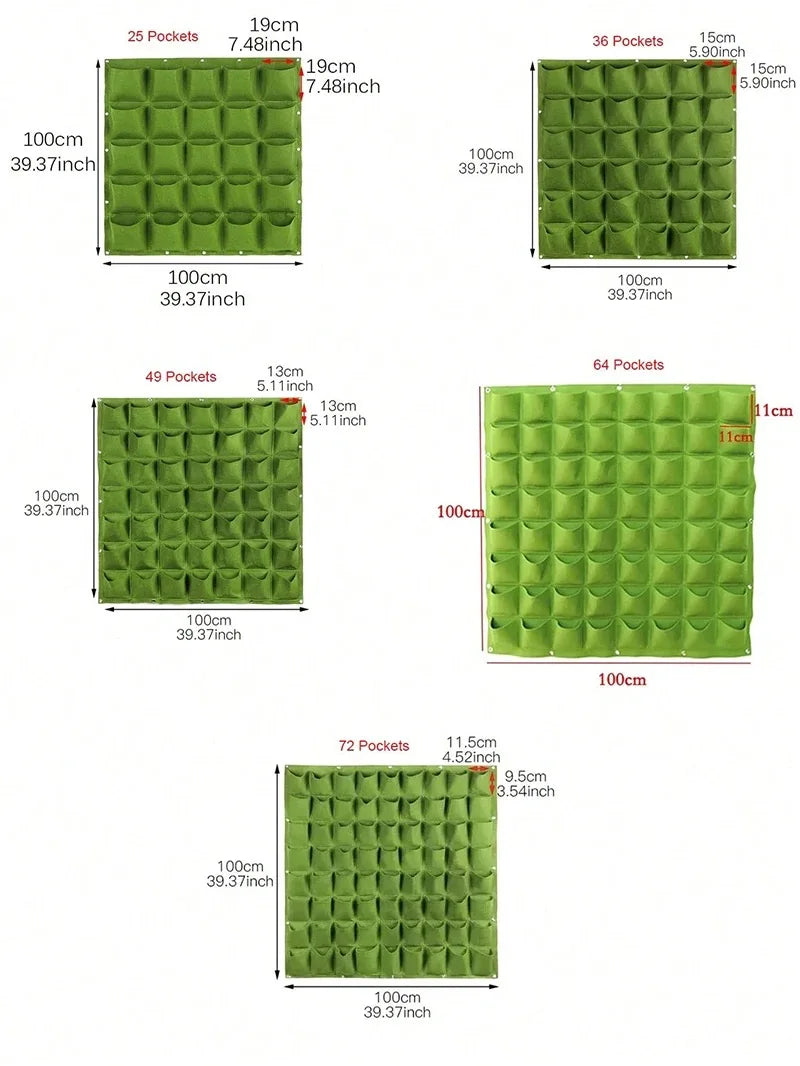 Wall Hanging Planting Bag – Multi-Pocket Vertical Garden Planter for Vegetables, Flowers, and Bonsai
