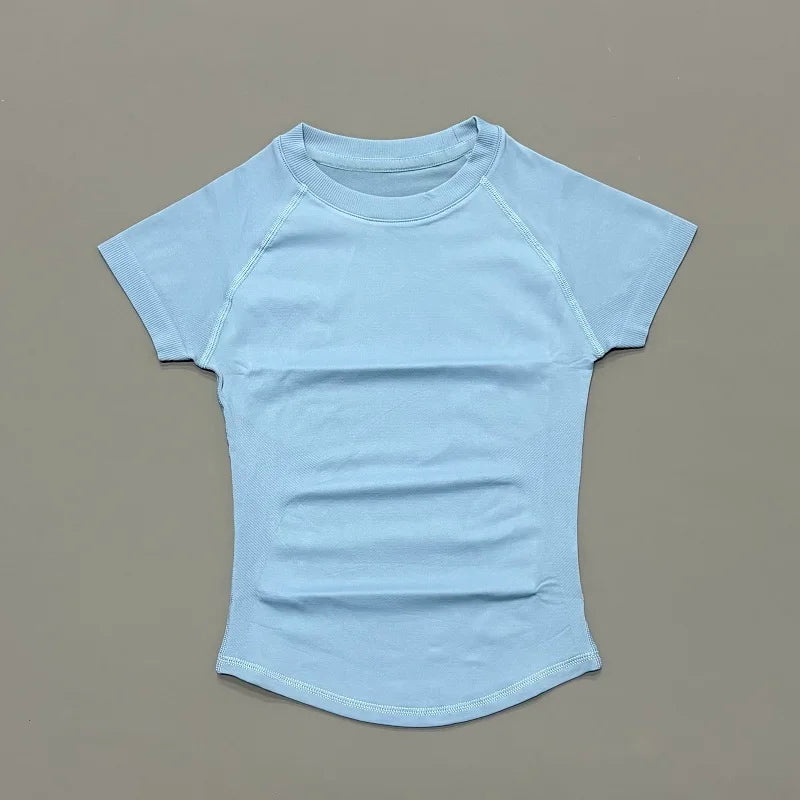 Women’s Seamless Sports Top – Short Sleeve Slim Fit Yoga & Gym Running Fitness Activewear T-Shirt Athletic Workout Tee