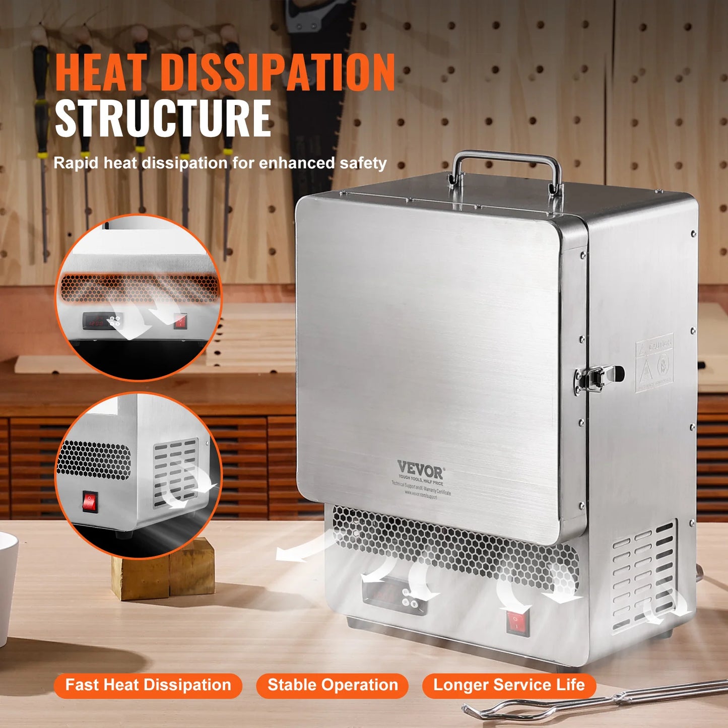 VEVOR 1500W Electric Melting Furnace – Max Temp 2192℉ Stainless Steel for Metal Clay, DIY Metal Tempering & Pottery Glazing