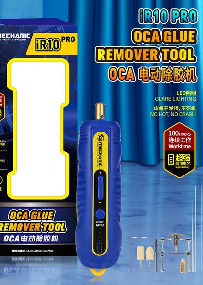 MECHANIC IR10 Pro IR13 IR14 IR16 Electric OCA Glue Removal Tool – Rechargeable Phone Screen Cleaning, Grinding & Polishing Tool
