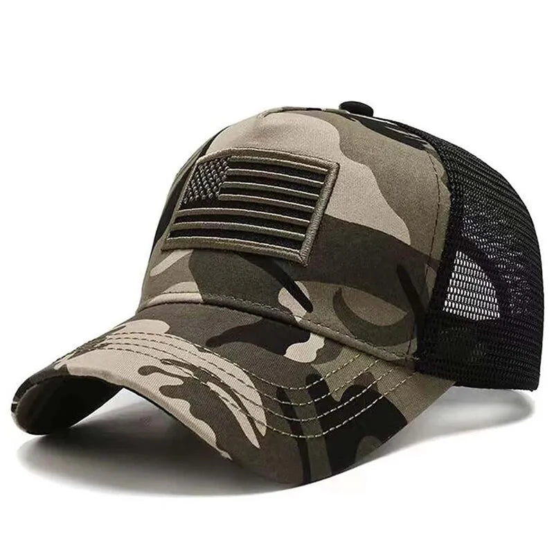 Fashion American Flag Embroidery Baseball Net Caps - Adjustable Casual Hats for Spring and Summer Outdoor Sunscreen Protection