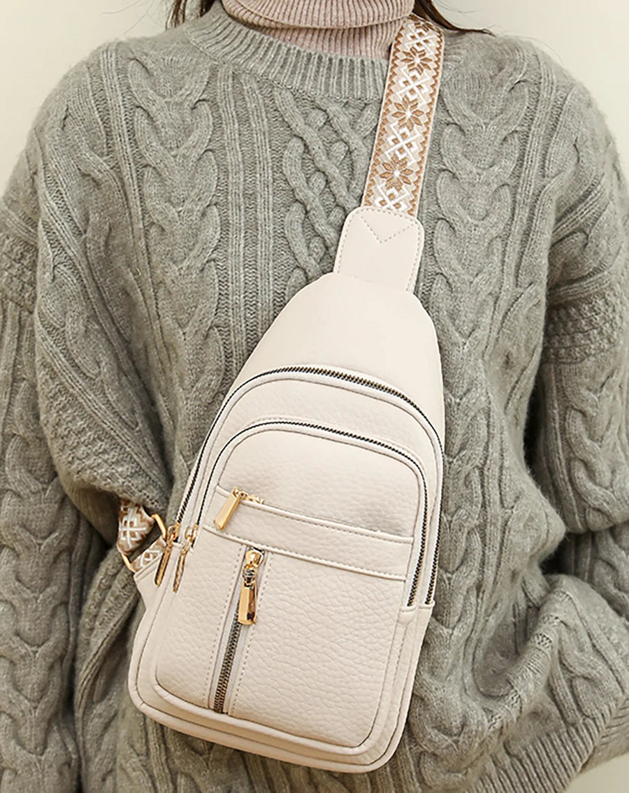 2024 New Women's PU Leather Chest Bag – Fashion Crossbody Shoulder Bag, High-Quality Casual Sac à Main