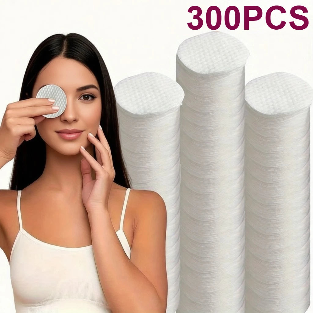 Round Facial Cleansing Pads - 300/600pcs Hypoallergenic Lint-Free Makeup Remover Wipes