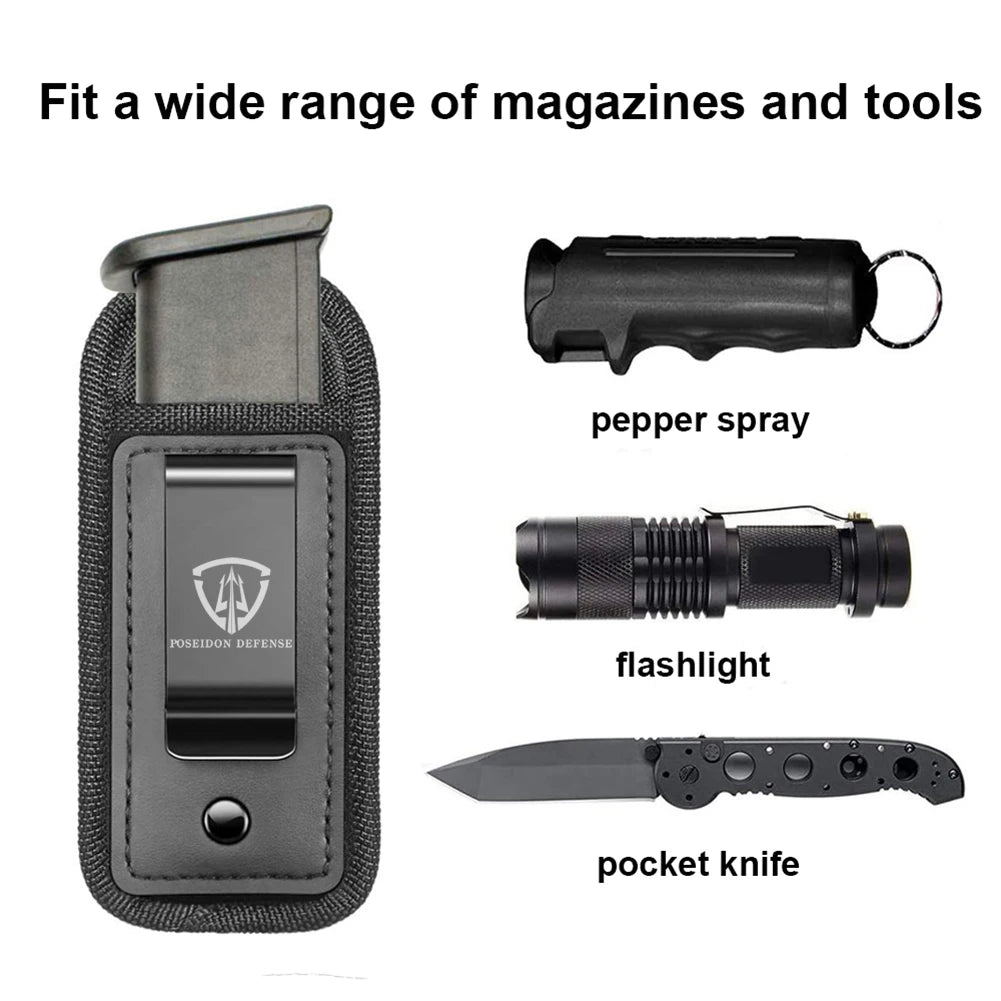 9mm .40 .45 Pistol Magazine Pouch – Single/Double Stack Holster, Concealed Carrier for Glock, S&W M&P, Sig Sauer, 1911, Beretta