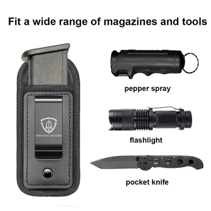 9mm .40 .45 Pistol Magazine Pouch – Single/Double Stack Holster, Concealed Carrier for Glock, S&W M&P, Sig Sauer, 1911, Beretta