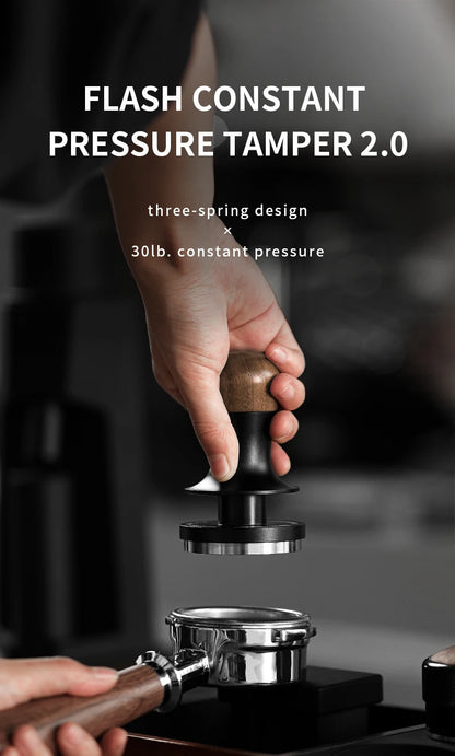 MHW-3BOMBER 30lb Calibrated Coffee Tamper – 51mm/53mm/58mm Flat Espresso Tamper with Spring-Loaded Pressure for Baristas