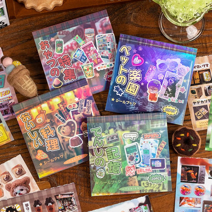 20 Sheets PET Cartoon Sticker Book - Retro Decorative Stickers for Scrapbooking Diary DIY Stationery Supplies