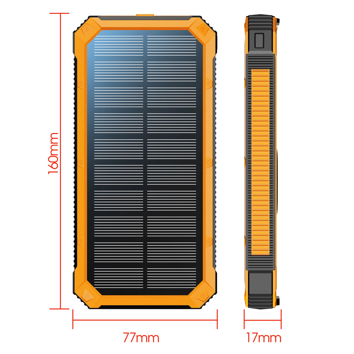 20,000mAh Solar Power Bank - Portable Wireless Charger with USB-C Input/Output & Camping Flashlight