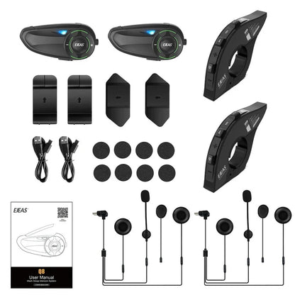 EJEAS Q8 Motorcycle Mesh Intercom – Bluetooth 5.1 Headset with EUC Remote Walkie Talkie for 6 Riders