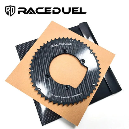 RACEDUEL Carbon 110BCD Road Bike Chainring - Double Chainwheel for Shimano R7000 R8000 R9100 R7100 R8100 50/34T 53/39T