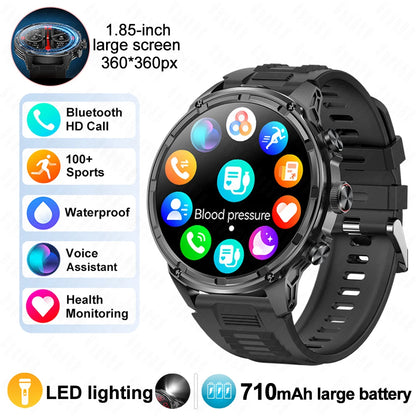 2025 Huawei & Xiaomi GPS Smartwatch for Men — 1.85" Ultra HD AMOLED Screen, 710mAh Battery & Bluetooth Call