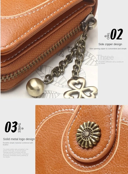 Women’s PU Leather Wallet — Short Hasp Coin & Card Holder, Small Money Bag Clutch in Blue & Red