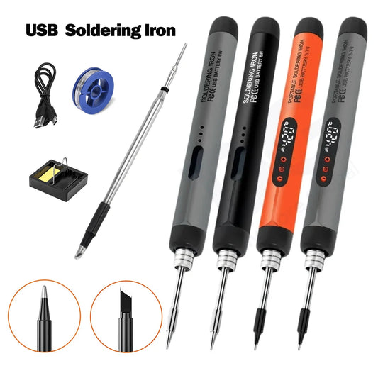 USB Digital Soldering Iron – Adjustable Temperature 300–450℃ Type-C Rechargeable 1000mAh/800mAh Battery Intelligent Portable Solder Welding Tool