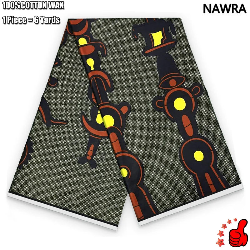 100% Cotton African Real Wax Fabric - Ankara Batik Pagne Sewing Material for Women's Dresses