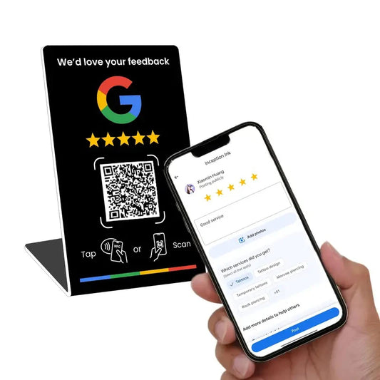 NFC 215 Google Review Card - Programmable 13.56MHz NFC Stand with QR Code