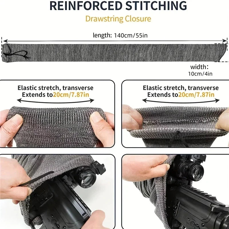 Silicone Treated Rifle Gun Sock Sleeve – Polyester Protective Storage Cover Bag for Hunting Rifles & Fishing Rods