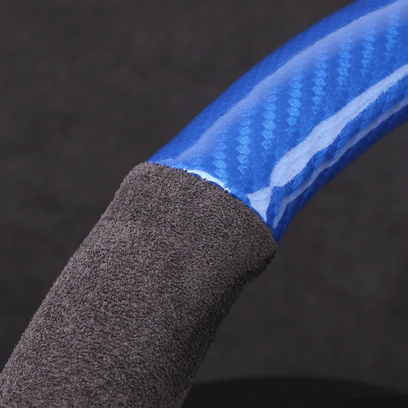 Dual-Tone Carbon Suede Steering Wheel Cover — Non-Slip, Soft Comfort, Universal Fit for Round & D-Type Wheels