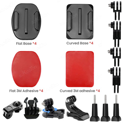 Universal Helmet Adhesive Mount Kit – Flat & Curved Sticky Mounts for GoPro 8–13, Insta360, DJI Osmo Action, AKASO & SJCAM