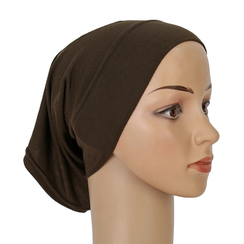 Cotton Modal Inner Hijab Undercap – Soft Stretch Muslim Turban, Islamic Underscarf Bonnet & Tube Cap for Women