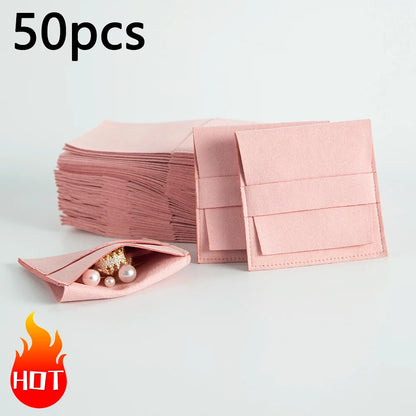 Microfiber Velvet Jewelry Pouch – 1/10/50pcs Gift Bags for Earrings, Necklaces & Wedding Packaging