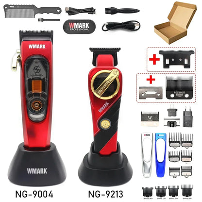 WMARK NG 9213 Professional Hair Trimmer for Men – 9000 RPM Magnetic Motor, DLC T-Blade, Zero Gapped Finishing Clipper