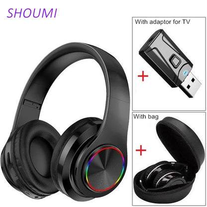 Wireless TV Headphones – Foldable Bluetooth Helmets, Waterproof Carry Bag, Gaming & Music Headset with Mic for PC & Tablet