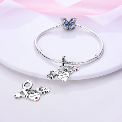 MULA Silver Plated Dangle Charms for Snake Chain Bracelet - DIY Women’s Jewelry Making Gift