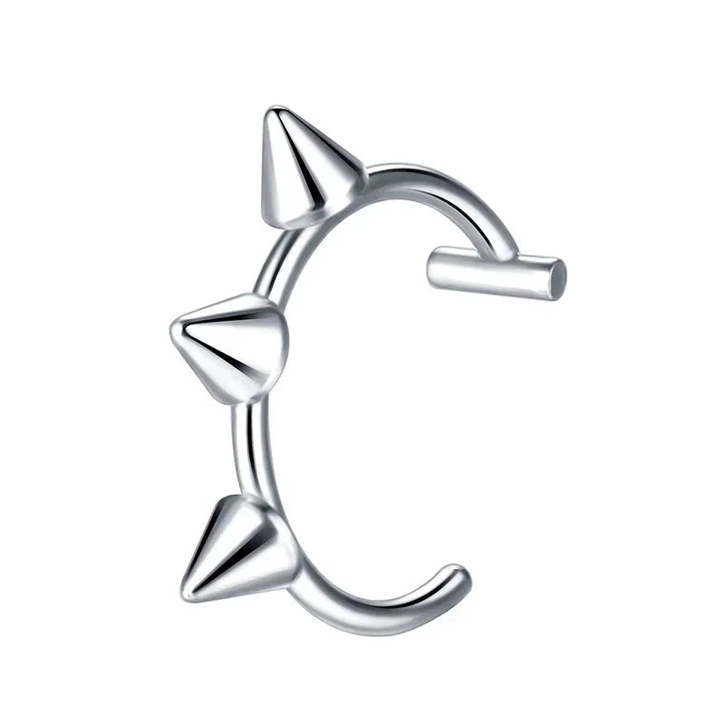 Stainless Steel Fake Nose Ring – Hoop Septum Rings, C-Clip Lip Ring, Non-Pierced Body Jewelry for Women