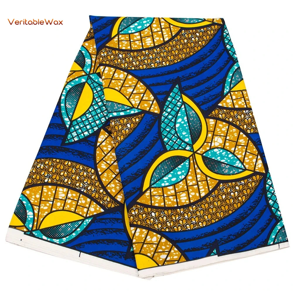Ankara African Wax Print Fabric - Batik Pagne Polyester Material for DIY Sewing, Patchwork & Wedding Dress Craft