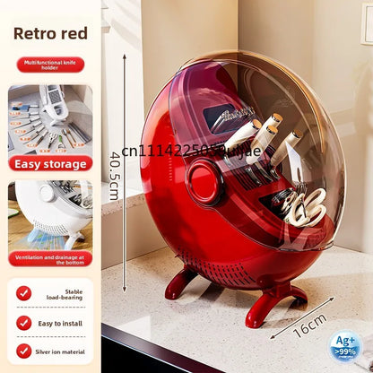 Kitchen Knife & Utensil Holder - Multifunctional Countertop Storage Rack with Drainage for Knives, Spoons & Chopsticks