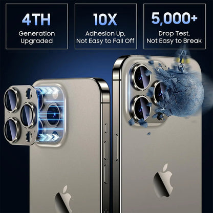 Titanium Gray Metal Camera Lens Protector - Premium Glass Protection Cover for iPhone 15 Pro Max, 14 Pro & 13 Series